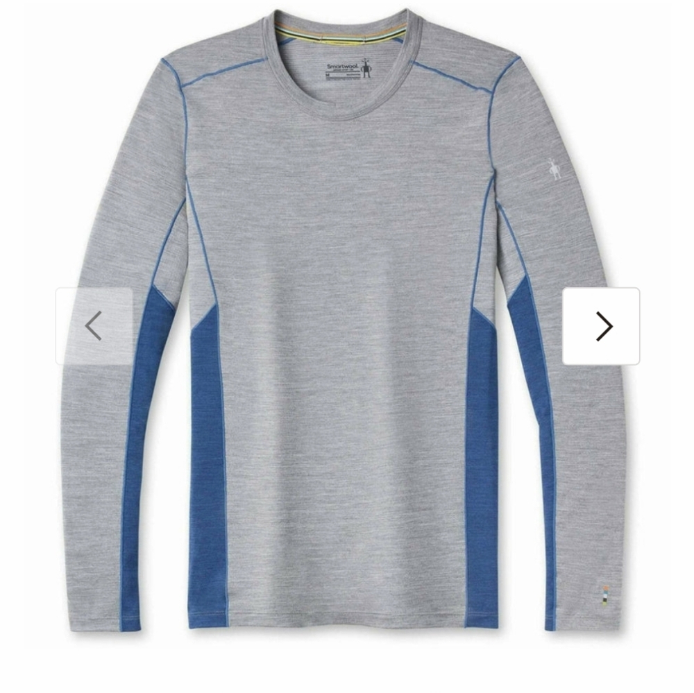 Smartwool Men's Gray and Blue Merino Sport Long-Sleeve Crew